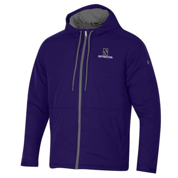 Northwestern University Wildcats Men’s Under Armour Purple Coldgear Fleece -Lined Puffer Fullzip Hooded Jacket