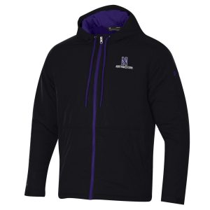 Northwestern University Wildcats Men’s Under Armour Black Coldgear Fleece -Lined Puffer Fullzip Hooded Jacket