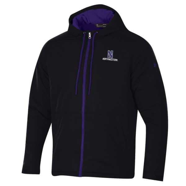 Northwestern University Wildcats Men’s Under Armour Black Coldgear Fleece -Lined Puffer Fullzip Hooded Jacket