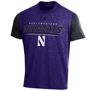 Northwestern University Wildcats Men’s Under Armour Threadborne Color blocked Purple & Black Tee