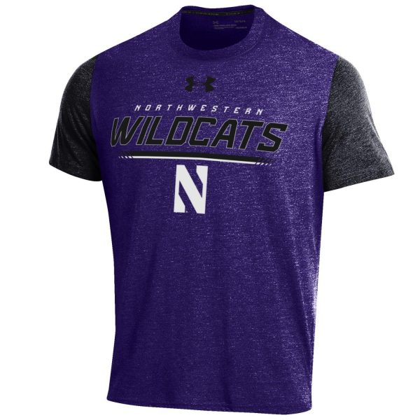 Northwestern University Wildcats Men’s Under Armour Threadborne Color blocked Purple & Black Tee