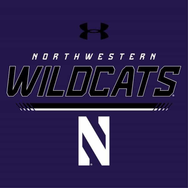Northwestern University Wildcats Men’s Under Armour Threadborne Color blocked Purple & Black Tee - Image 2