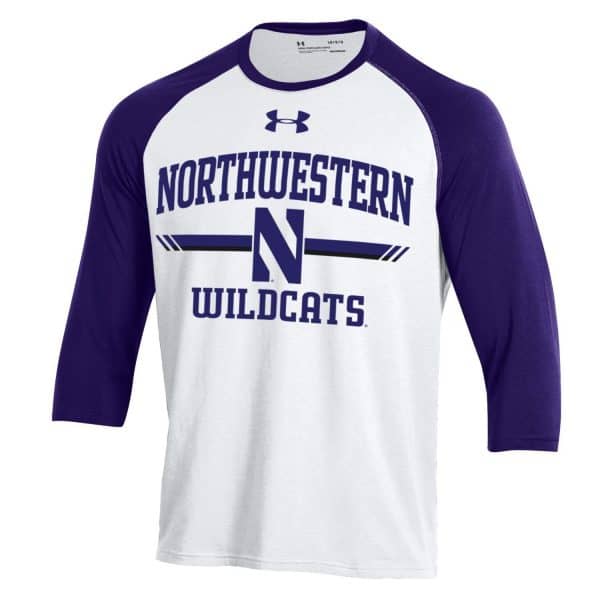 Northwestern University Wildcats Men’s Under Armour Free Style Half Sleeve Purple & White Baseball Tee