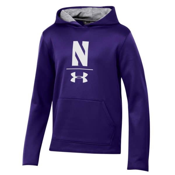 Northwestern University Wildcats Youth Under Armour Tactical Tech™ Purple Hooded Sweatshirt with Stylized N Design