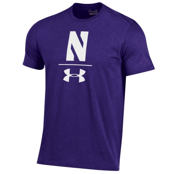 Northwestern University Wildcats Youth Under Armour Tactical Tech™ Purple Short Sleeve T-Shirt with Stylized Northwestern N Design