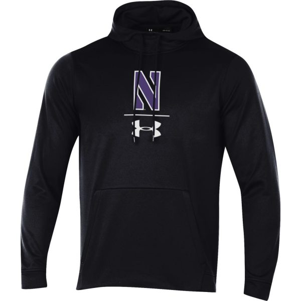 Northwestern University Wildcats Men’s Under Armour Tactical Tech™ Black Hooded Sweatshirt with Stylized N Design