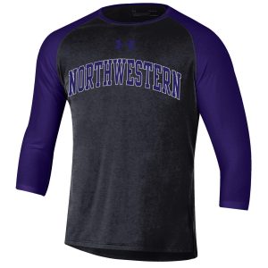 Northwestern University Wildcats Men’s Under Armour Free Style Half Sleeve Purple & Black Baseball Tee