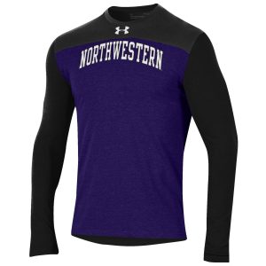 Northwestern University Wildcats Men’s Under Armour Freestyle Blocked Purple & Black Long Sleeve Tee