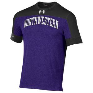 Northwestern University Wildcats Men’s Under Armour Free Style Blocked Purple & Black Short Sleeve Tee