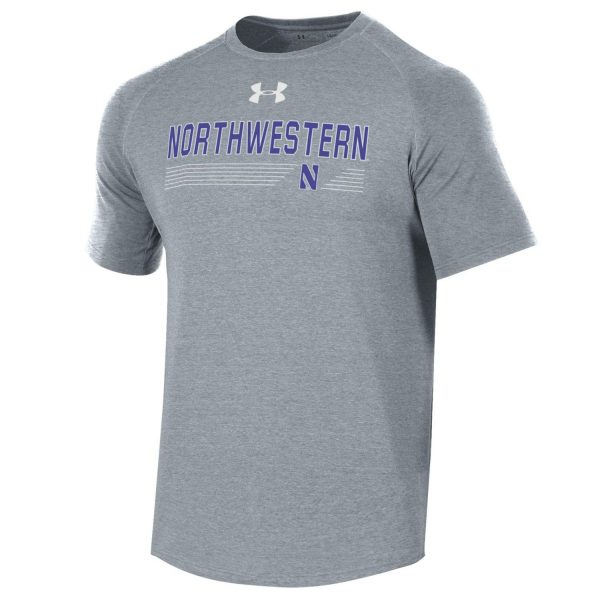 Northwestern University Wildcats Men’s Under Armour Free Style Long Line Heather Grey Tee