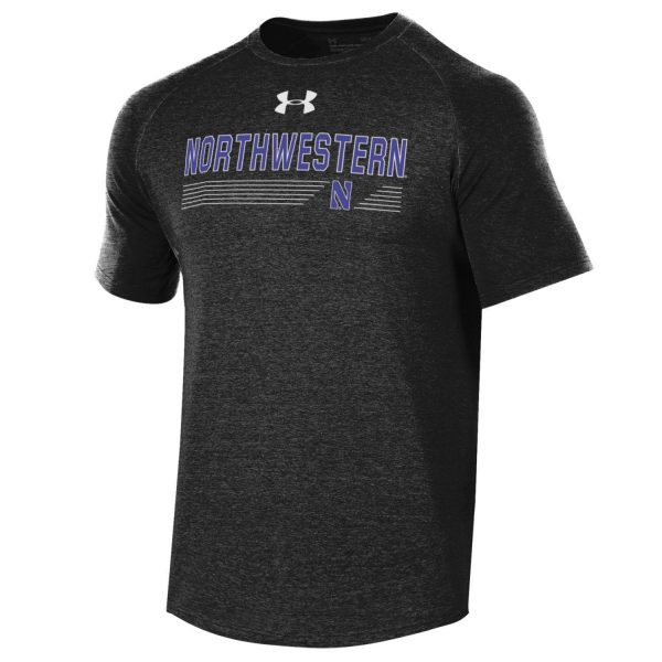 Northwestern University Wildcats Men’s Under Armour Free Style Long Line Heather Black Tee
