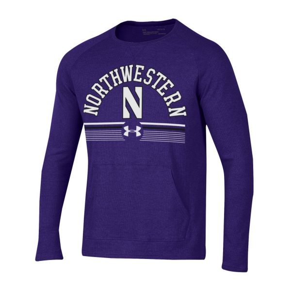 Northwestern University Wildcats Men's Under Armour Purple Aviator Waffle Crew