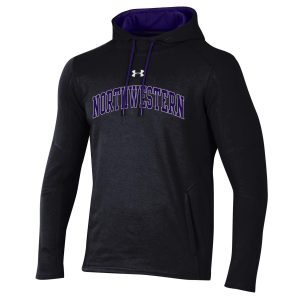 Northwestern University Wildcats Men’s Under Threadborne Ridge Black Hooded Sweatshirt with Arch Northwestern Design