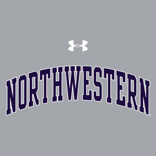 Northwestern University Wildcats Men’s Under Threadborne Ridge Grey Hooded Sweatshirt with Arch Northwestern Design - Image 2