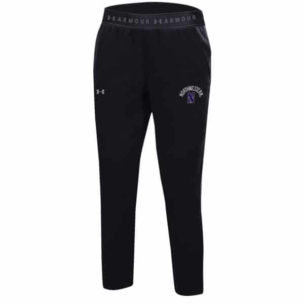 Northwestern University Wildcats Ladies Under Armour Threadborne Ridge Black Fleece Crop Pants