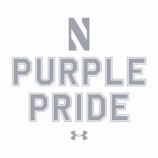 Northwestern University Wildcats Men’s Under Armour White T-Shirt with the Purple Pride Design - Image 2