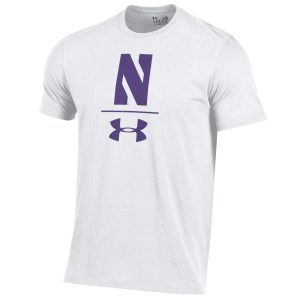 Northwestern University Wildcats Youth Under Armour Tactical Tech™ White Short Sleeve T-Shirt with Stylized Northwestern N Design