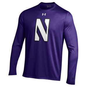 Northwestern University Wildcats Youth Under Armour Tactical Tech™ Purple Long Sleeve T-Shirt with Stylized Northwestern N Design