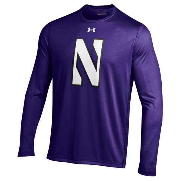 Northwestern University Wildcats Youth Under Armour Tactical Tech™ Purple Long Sleeve T-Shirt with Stylized Northwestern N Design