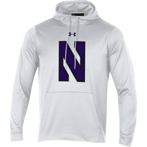 Northwestern University Wildcats Youth Under Armour Tactical Tech™ White Hooded Sweatshirt with Stylized N Design