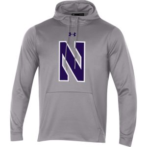 Northwestern University Wildcats Youth Under Armour Tactical Tech™ Light Grey Hooded Sweatshirt with Stylized N Design