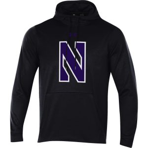 Northwestern University Wildcats Youth Under Armour Tactical Tech™ Black Hooded Sweatshirt with Stylized N Design