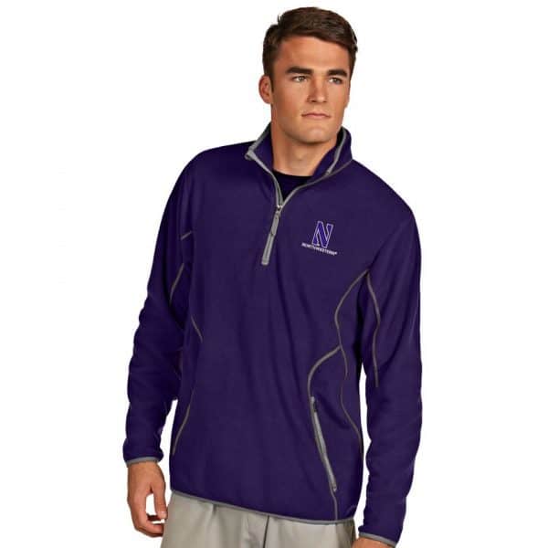 Northwestern University Wildcats Men's Antigua Ice Pullover 1/4 Zip Polar Fleece in Purple