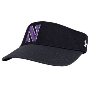 Northwestern University Wildcats Under Armour Adjustable Black Visor with Stylized Northwestern N Design