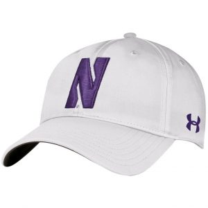 Northwestern University Wildcats Under Armour White Flexfit Hat with Stylized Northwestern N Design
