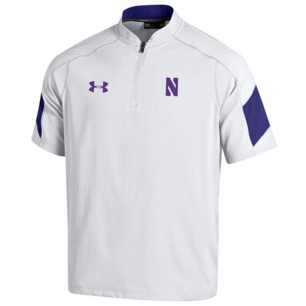 Northwestern University Wildcats Men’s Sideline Under Armour White Short Sleeve Mastermind Cage Jacket