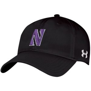 Northwestern University Wildcats Under Armour Black Flexfit Hat with Stylized Northwestern N Design