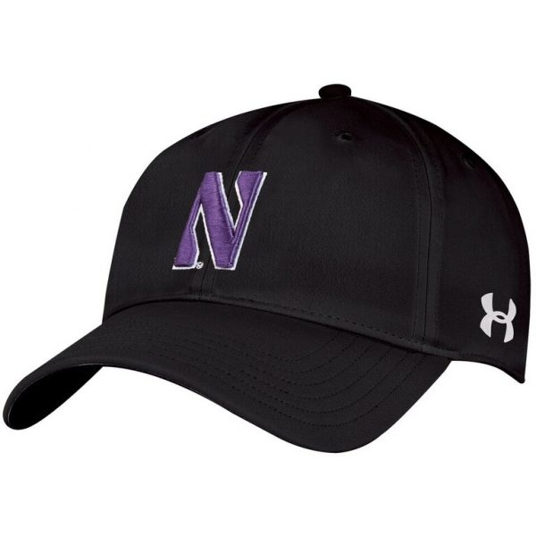 Northwestern University Wildcats Under Armour Black Flexfit Hat with Stylized Northwestern N Design