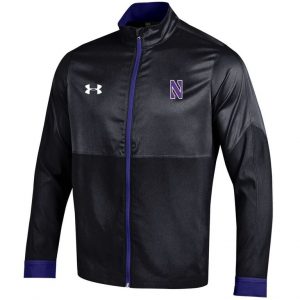 Northwestern University Wildcats Men’s Sideline Under Armour Mastermind Black Woven Full Zip Jacket