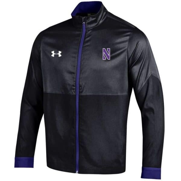 Northwestern University Wildcats Men’s Sideline Under Armour Mastermind Black Woven Full Zip Jacket