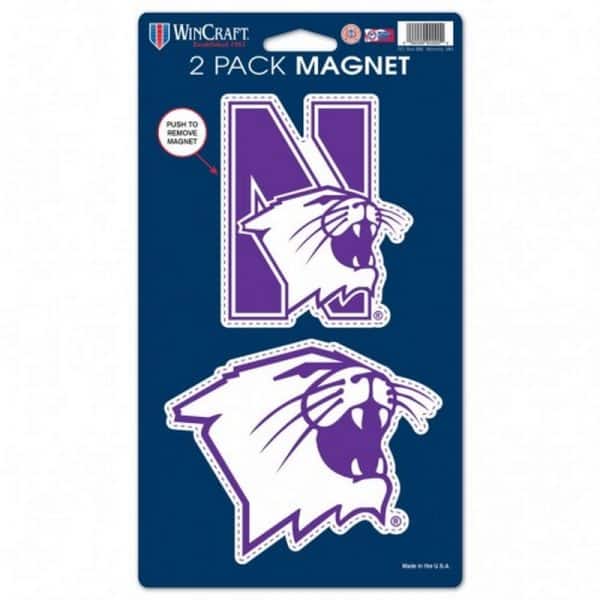Northwestern Wildcats 2 Pack Magnets 5" x 9" N-Cat & Cats Head Designs