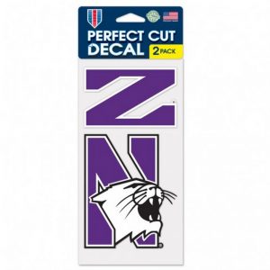 Northwestern Wildcats Perfect Cut Decal Set of two 4" x 4" with Stylized N and N-Cat Design