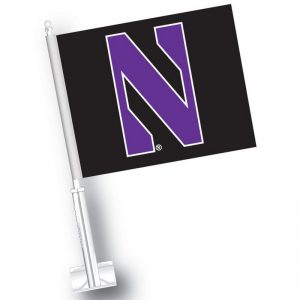 Northwestern University Wildcats Black Car Flag with Stylized N Logo