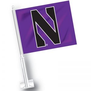 Northwestern University Wildcats Purple Car Flag with Stylized N Logo