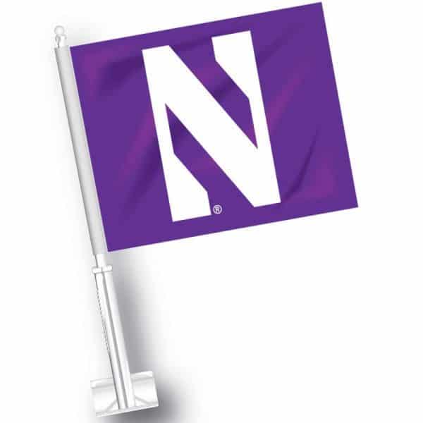 Northwestern University Wildcats Purple Car Flag with Stylized N Logo