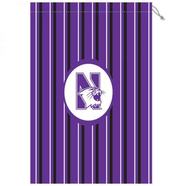 Northwestern University Wildcats Purple Laundry Bag with Stripes and N-cat Logo