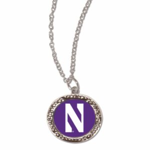 Northwestern University Wildcats Necklace w/Purple Circular Charm and N design