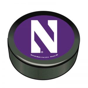 Northwestern Wildcats Hockey Puck with Stylized N Design