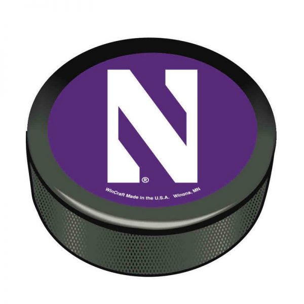Northwestern Wildcats Hockey Puck with Stylized N Design