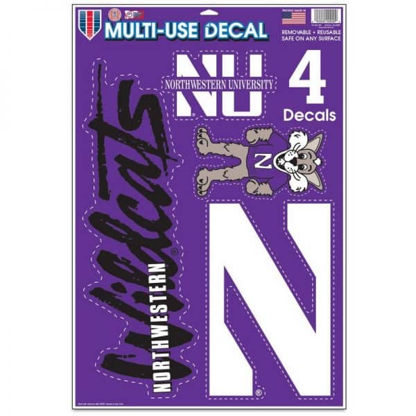 Northwestern Wildcats Gang Sheet of Multi-Use Decal 11" x 17" with a Variety of Designs