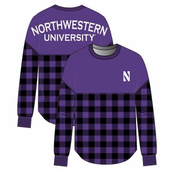 Northwestern University Wildcats Purple Checkerboard Spirit Jersey with Stylized N Design - Image 2