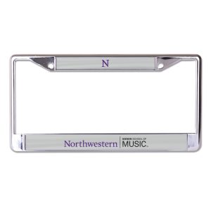 Northwestern University Wildcats Chrome License Plate Frame with Northwestern/Bienen School of Music On a Grey Insert