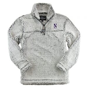 Northwestern University Wildcats Adult Frosty Grey Sherpa Quarter Zip Pullover Jacket by Boxercraft