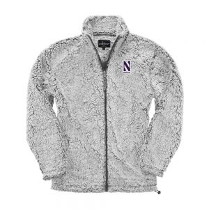Northwestern University Wildcats Ladies Frosty Grey Full Zip Sherpa Jacket by Boxercraft