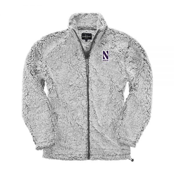 Northwestern University Wildcats Ladies Frosty Grey Full Zip Sherpa Jacket by Boxercraft