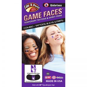 Northwestern Wildcats Waterless Peel & Stick Temporary Tattoos and Eye Strip Combo Pack
